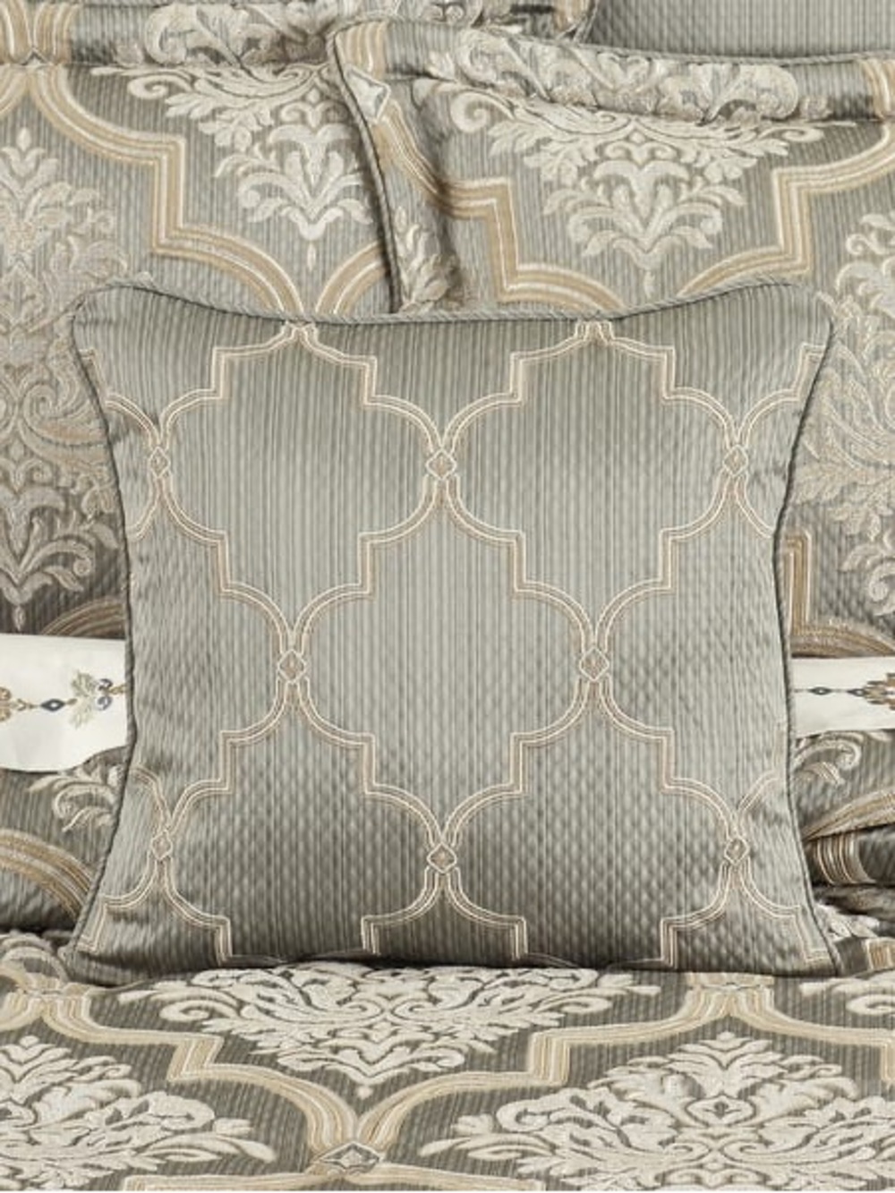 J. Queen New York Martina 18" Square Embellished Decorative Throw Pillow
